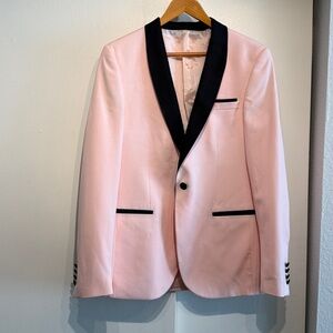 Pink Tuxedo Blazer with Black Trim